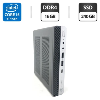 Неттоп HP EliteDesk 800 G4 Desktop Mini USFF / Intel Core i5-8400 (6 ядер по 2.8 - 4.0 GHz) / 16 GB DDR4 / 240 GB SSD / Intel UHD Graphics 630 / Блок питания б/у