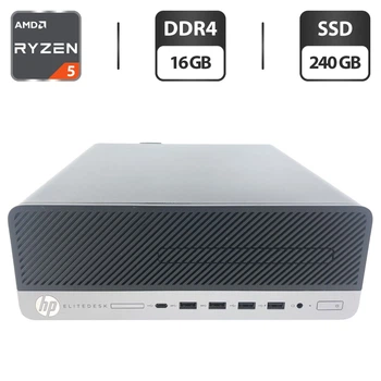Комп'ютер HP EliteDesk 705 G4 SFF / AMD Ryzen 5 2400G (4 (8) ядра по 3.6 - 3.9 GHz) / 16 GB DDR4 / 240 GB SSD / AMD Radeon RX Vega 11 Graphics б/в