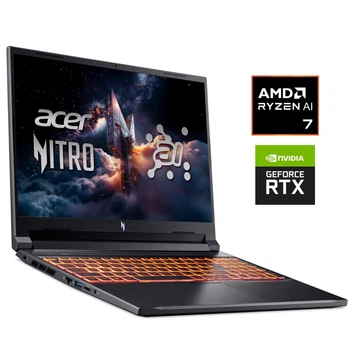 Ігровий ноутбук Acer Nitro V 16 AI ANV16-42 / 16" (1920x1200) IPS / AMD Ryzen 7 260 (8 (16) ядер по 3.8 - 5.1 GHz) / 16 GB DDR5 / 1000 GB SSD NVMe / nVidia GeForce RTX 5070, 8 GB GDDR7, 128-bit / WebCam б/в