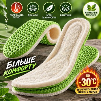 Теплі зимові устілки для взуття з м'яким ворсом і пружним перфорованим шаром розмір 39-40 250мм