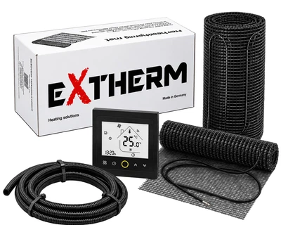 Комплект теплої підлоги Extherm ET ECO 2700 Вт 15 м² + двожильний нагрівальний мат + Wi-Fi терморегулятор TWE02 Black (ETM 15)