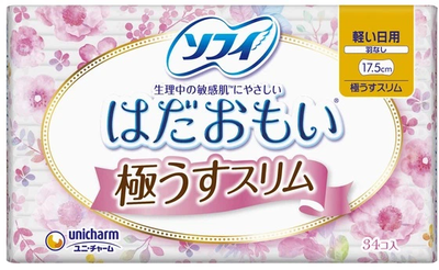 UNICHARM Sofy Hadaomoi Slim ультратонкие гигиенические прокладки 17,5 см, 34 шт