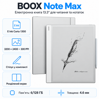 Електронна книга BOOX Note Max 13.3" 6/128 ГБ Wi-Fi Bluetooth White
