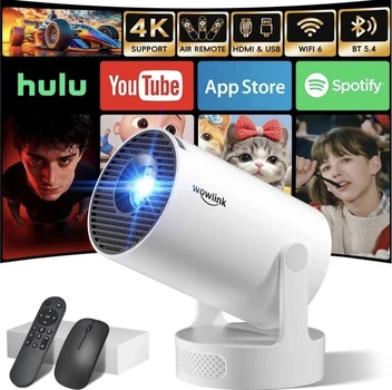 Мини-проектор Wowlink W210 портативный WiFi 6 Bluetooth 5.4, 720P, поддержка 1080P/4K HDR, Smart-проектор для дома