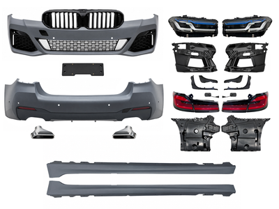 Комплект обвеса рестайлинг M paket LCI 2020+ для BMW 5 series G30 2016-2020 с фарами BMW Laser для BMW 5 series G30 2017-2023 (8018)