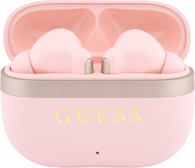 Słuchawki Guess Glossy Gold LinePrinted Classic Logo TWS Pink (3666339673772)