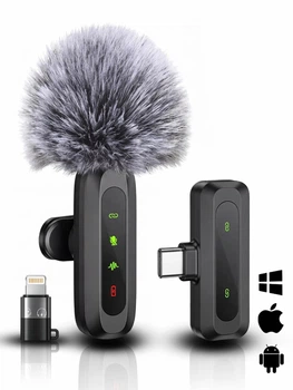 Микрофон петличный беспроводной Type-C Lightning 20м iPhone Android 2.4 ГГц TikTok YouTube внешний видео USB-C ноутбук DSP шумоподавления plug&play DKWAY FL-21 Pro