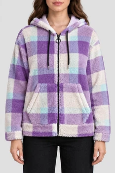 Кофта жіноча тедді на блискавці, колір бузковий, розмір L-XL FA_015448