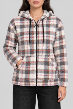 Кофта женская Тедди на молнии молочно-серый 257R52-1 AGER L-XL