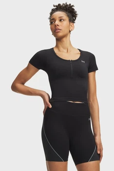 Жіночий чорний топ Vanish Seamless Crop Zip SS Under Armour XL 6009992-001