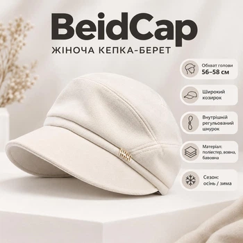 Женская теплая кепка-берет BeidCap, белая, 56-58 см