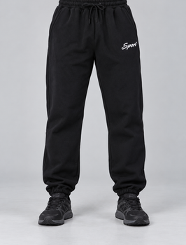 Зимние теплые мужские спортивные штаны черные с начесом Sport (449718) 3XL