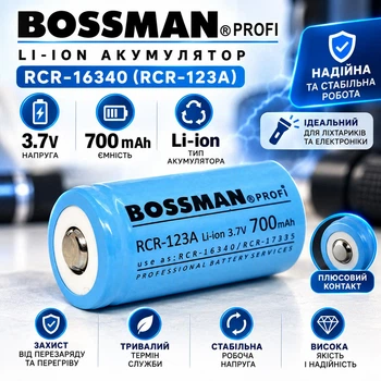 Акумулятор Bossman Profi Li-ion 3.7V 700mAh RCR-16340