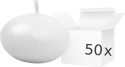 Zestaw świec pływających PartyDeco Dysk matowe 4 cm 50 szt. Białe (ZES5901157441348)