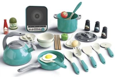 Дитячий кухонний набір посуду та аксесуарів Woopie Little Chef's Set 30 елементів Зелений (5906280656522)