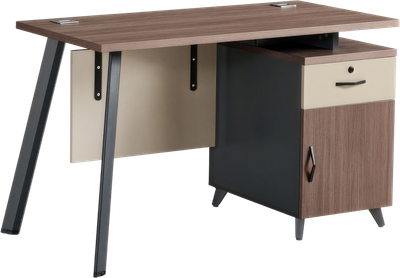 Стіл з тумбою OfficePro PG-F20B-12A-14 медовий дуб темно-сірий стільниця 140×60×2,5 ДСП з меламіном сталеві ніжки висувні шухляди (PG-F20B-12A-14)
