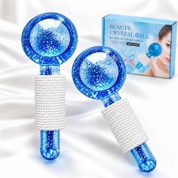 Криосфера Ice Ball синего цвета для массажа лица и тела охлаждающие ледяные массажные шарики набор 2 шт