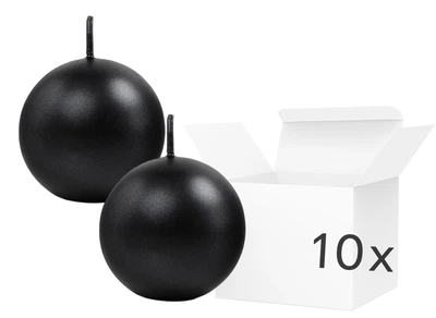 Zestaw świec Party Deco Metalizowana kula 6 cm Czarne 10 szt. (ZES5902230731738)