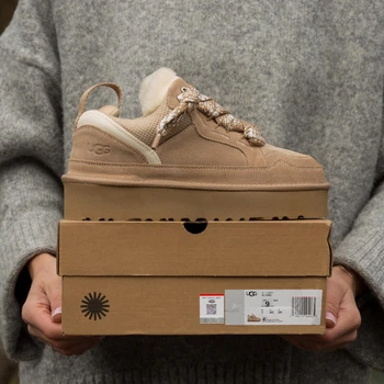 Угги жіночі Lowmel Sneaker Platform Beige натуральна замша та овчина 38р бежевий