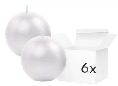 Zestaw świec Party Deco Kula metalizowana 8 cm 6 szt. Perła (ZES5902230731875)