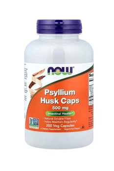 Псиліум NOW Foods цільне лушпиння насіння подорожника psyllium нау фудс подорожник порошок від запорів розчинна клітковина підтримка травлення та схуднення засіб для очищення кишечника та детоксу пребіотик для мікрофлори кишечника 200 капсул
