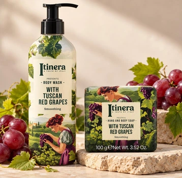Набор для ухода за телом Itinera Tuscan Red Grapes с ароматом тосканского красного винограда гель для душа 370 мл и твердое мыло 100 г 11350