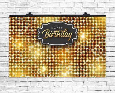 Плакат для праздника "Happy Birthday, золото" , 75х120 см