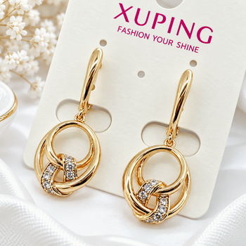 Сережки Xuping довжина 3.5см ширина 1.5см медичне золото позолота 18К с1720