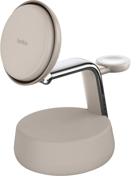 Магнітний зарядний пристрій Belkin UltraCharge Pro 3-in-1 Magnetic 25W Sand (WIZ040KQSD)