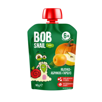 Пюре фруктово-овочеве Bob Snail Яблуко–Абрикос–Гарбуз для дітей від 6 місяців, 90 г