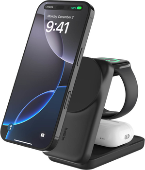 Магнітний зарядний пристрій Belkin UltraCharge 3-in-1 Foldable Magnetic Charger 25W Black (WIZ036KQBK)
