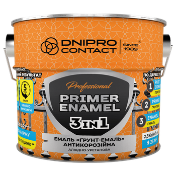 Грунт-Емаль Антикорозійна 3 в 1 Dnipro Contact біла 0.9 кг
