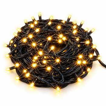 Гирлянда-нить 50 м, 500 LED, черный ПВХ-провод, мерцающий свет, теплый белый, 220В от сети