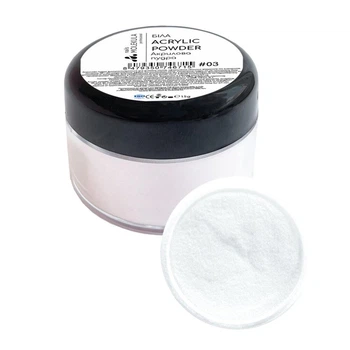 Акриловая пудра Nails Molekula Acrylic Powder 03 Белая 15 г для укрепления и моделирования ногтей мелкого помола профессиональная для нейл-дизайна