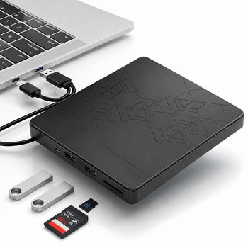 Внешний CD/DVD привод Maxesla BT668 USB 3.0 Type-C 24X/8X с SD/TF и 2 USB для ноутбука ПК Mac