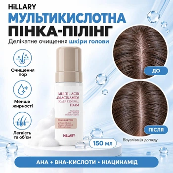 Мультикислотная пенка-пилинг для деликатной очистки кожи головы Hillary Multi-Acid & Niacinamide Scalp Renewal Foam, 150 мл HI-07-335