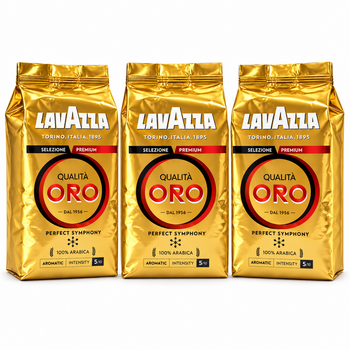 Кава в зернах Lavazza Qualità Oro 100% Arabica 1 кг × 3 шт. (3 кг)
