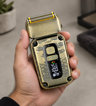 Шейвер электробритва VGR Gold (аккумуляторный) с LED дисплеем, регулировкой скорости и гипоаллергенной сеткой V-33-7.