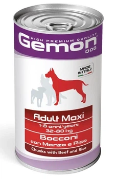 Корм для собак Gemon Dog Wet Maxi Adult Beef&Rice консервований для великих порід яловичина з рисом 1,25кг х 6шт