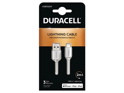 Кабель Duracell USB-A - Lightning 2 м White (USB5022W)
