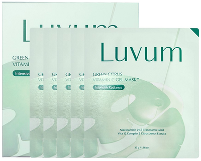 Zestaw maseczek do twarzy Luvum Green Citrus z witaminą C 5x33 g (8809736650983)