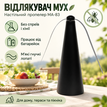 Настільний відлякувач мух на батарейках — портативний вентилятор для захисту їжі від комах