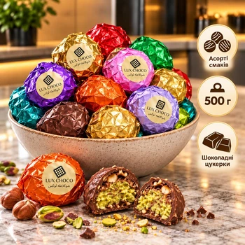 Дубайські цукерки Lux Choco Асорті 500 г – шоколадні цукерки з начинкою, набір різних смаків