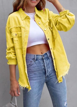 Сорочка жіноча Oversize джинсова однотонна подовжена G&N Жовта 22845 L (укр 48-50)