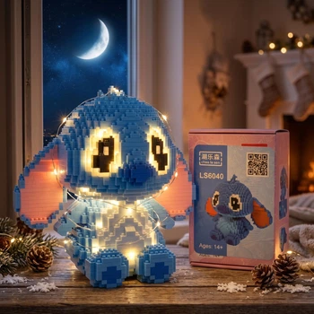 Великий конструктор Стіч сидячий 4680 деталей з LED підсвіткою — розвиваючий набір для дітей і дорослих, подарунок, декор