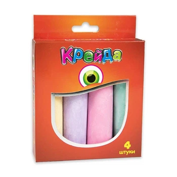 Крейда Велика кругла - 4 штуки різнокольорова (50101) Strateg 50101