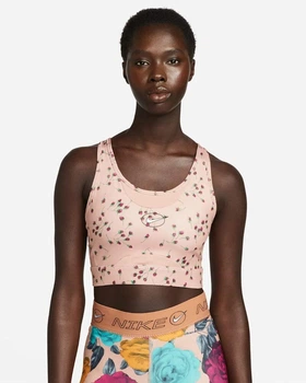 Спортивний топ жіночий Nike Dri-Fit Swoosh Icon Clash All Over Print Bra XS Персиковий DM0639-609