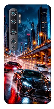 Чехол для Xiaomi Mi Note 10 с принтом Night city cars