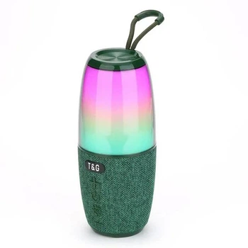 Портативная колонка Bluetooth T&G TG644 5 Вт с RGB подсветкой, FM радио, AUX, USB и громкой связью Green (1200 mAh)