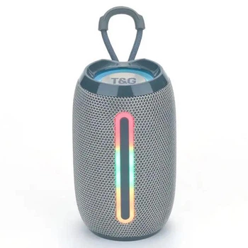Портативная акустика Bluetooth T&G TG653 5 Вт с RGB подсветкой, FM-радио, AUX, USB, TF-картой и функцией TWS Grey (1200 mAh)